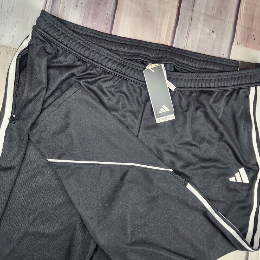 Adidas Originals Womens 3x Track Pants Football Soccer Zip Pockets Black NWT‎